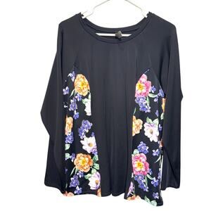 Torrid Gold Trim Floral Long Sleeve Rash Guard Size 3